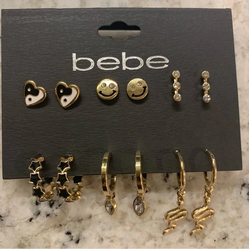 Bebe 6 Pairs of Gold Earrings🆕 - Picture 2 of 2